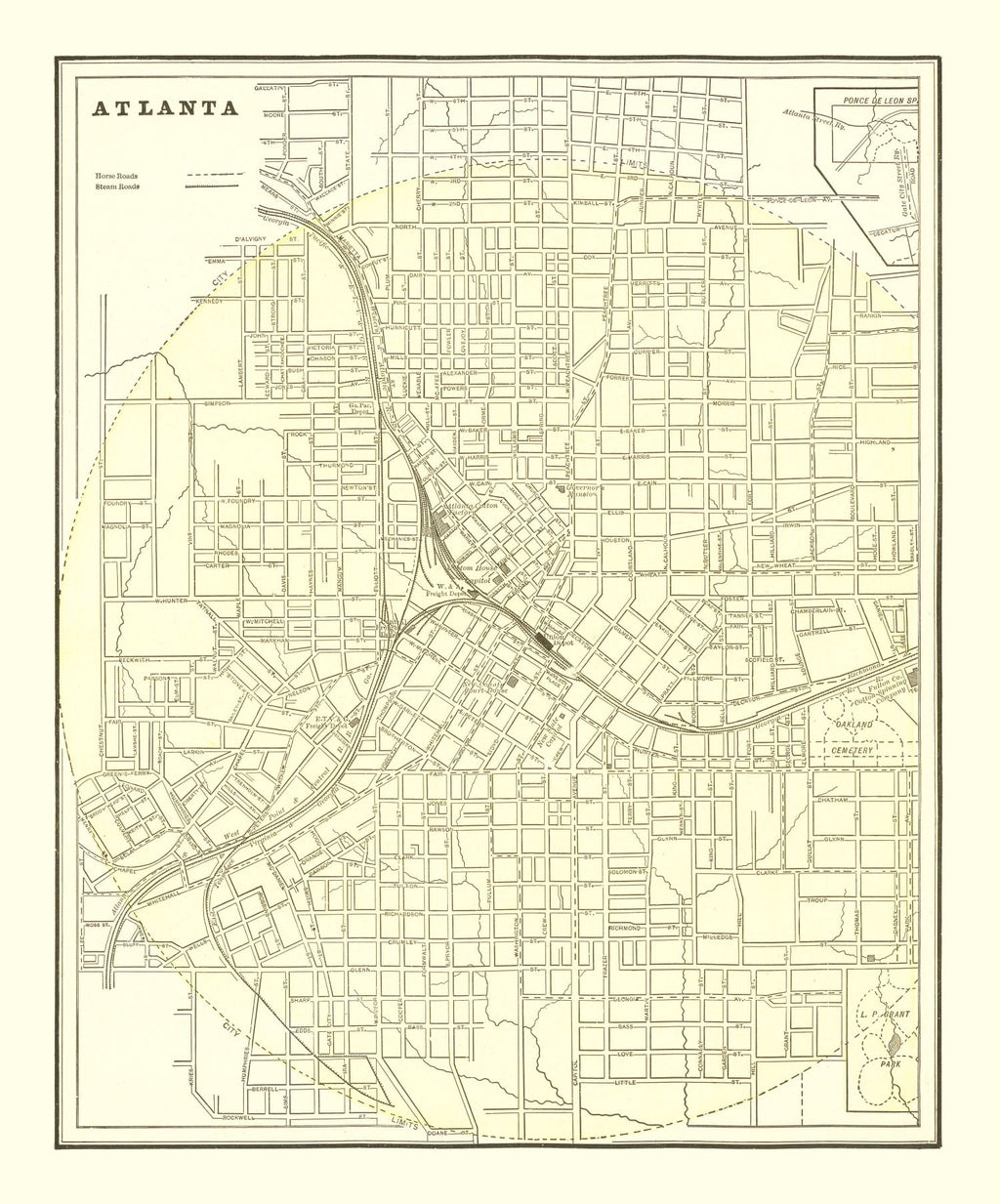 Vintage Map of Atlanta, Georgia 1892