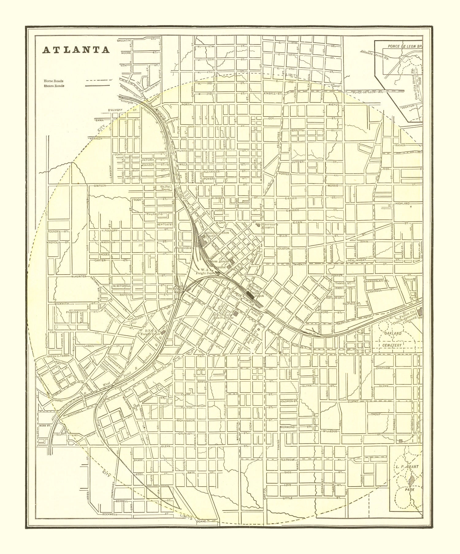 Vintage Map of Atlanta, Georgia 1892
