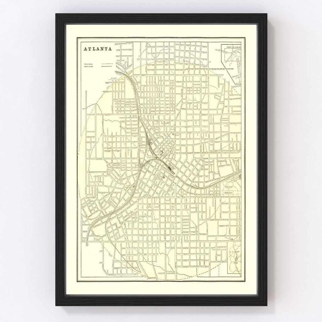 Vintage Map of Atlanta, Georgia 1892