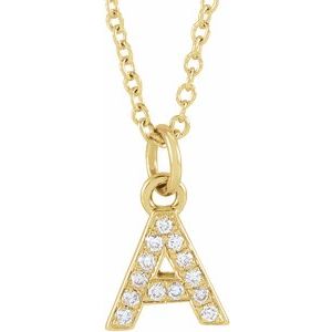 14K Yellow Gold .05 CTW Natural Diamond Petite Initial A 16-18" Necklace