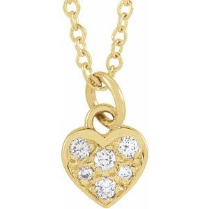 14K Yellow Gold .06 CTW Natural Diamond Petite Heart 16-18" Necklace