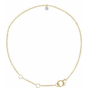 14K Yellow Gold 1/6 CT Drilled Natural Diamond Solitaire 6 1/2-7 1/2" Bracelet