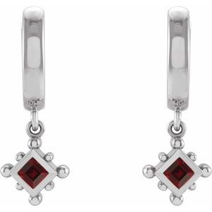 Sterling Silver Natural Mozambique Garnet Beaded Bezel-Set Hoop Earrings – image 2