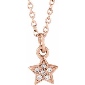 14K Rose Gold .03 CTW Natural Diamond Youth Petite Star 15" Necklace