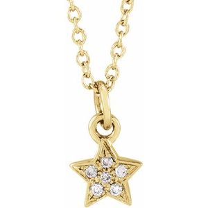 14K Yellow Gold .03 CTW Natural Diamond Youth Petite Star 15" Necklace