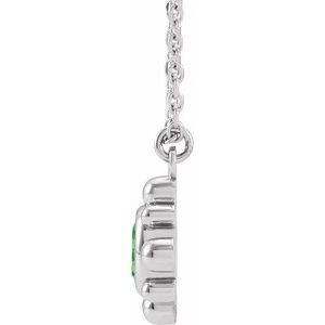 14K White Gold Natural Tsavorite Garnet Beaded 16-18" Necklace