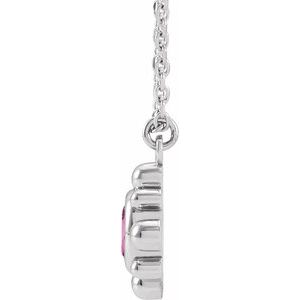14K White Gold Natural Pink Sapphire Beaded 16-18" Necklace