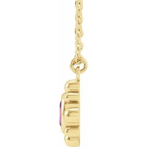 14K Yellow Gold Natural Pink Sapphire Beaded 16-18" Necklace