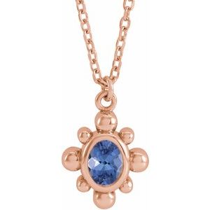 14K Rose Gold Natural Tanzanite Beaded 16-18" Necklace