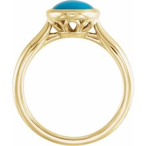 14K Yellow Gold 10x8 mm Natural Turquoise Cabochon Ring
