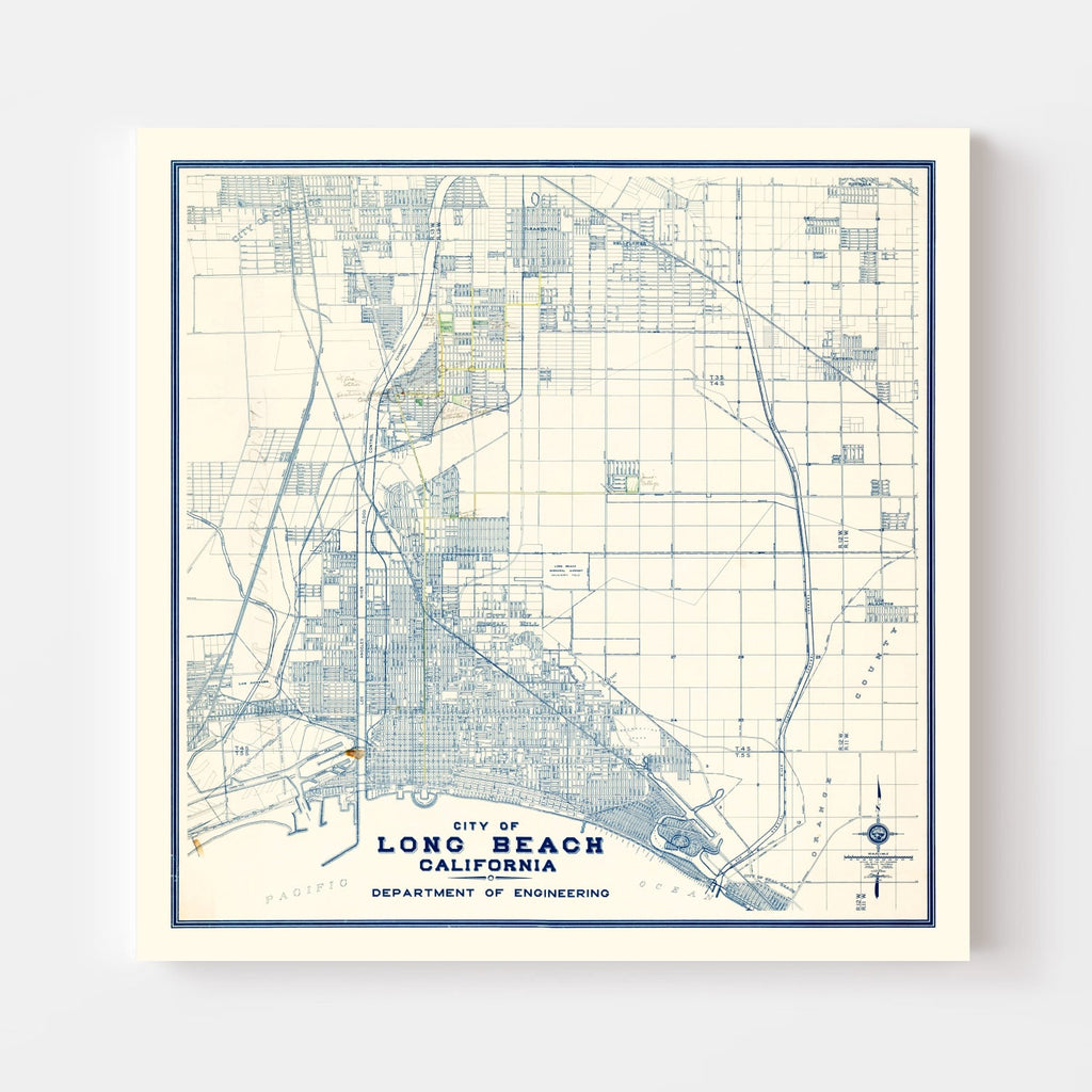 Vintage Map of Long Beach, California 1935