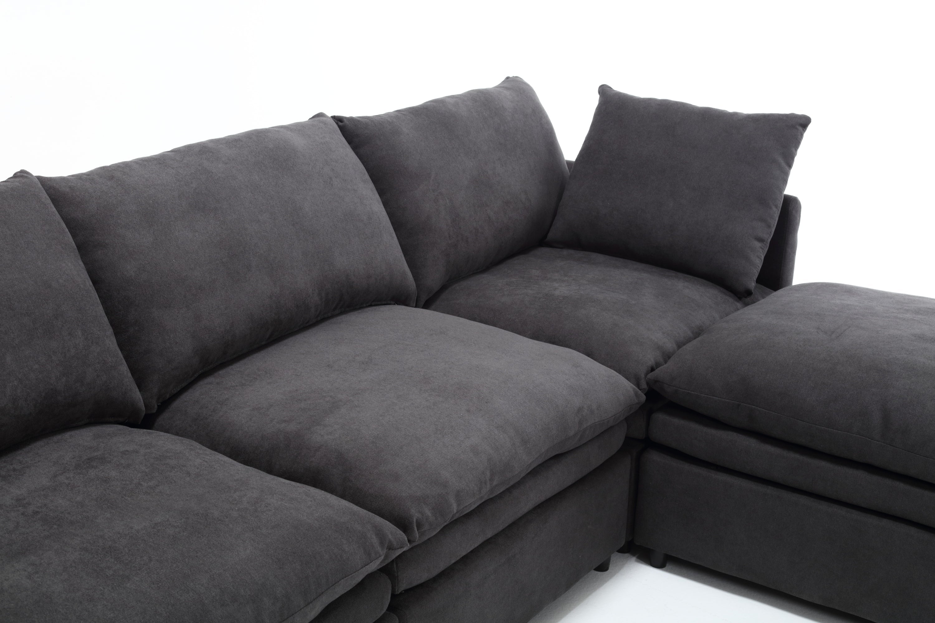 [ PACKAGING NEW UPGRADE]   [VIDEO PROVIDED]Modern U-shaped Sectional Sofa ,5-seat  Sofa ,Sleeper Sofa Couch with Chaise Lounge for Living Room,Apartment,Upholstered,Polyester,New upgrade,Dark Gray
