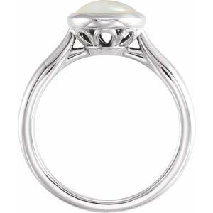 14K White Gold 10x8 mm Natural Ethiopian Opal Cabochon Ring