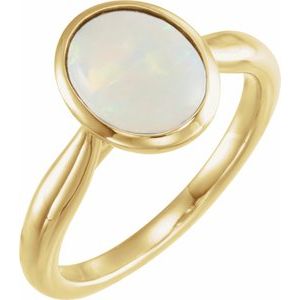 14K Yellow Gold 10x8 mm Natural Ethiopian Opal Cabochon Ring