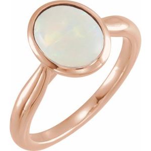 14K Rose Gold 10x8 mm Natural Ethiopian Opal Cabochon Ring
