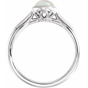 14K White Gold 8x6 mm Natural Ethiopian Opal Cabochon Ring