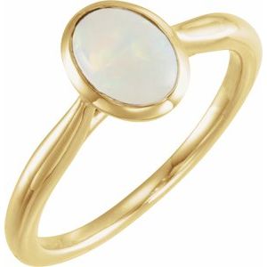 14K Yellow Gold 8x6 mm Natural Ethiopian Opal Cabochon Ring