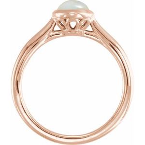 14K Rose Gold 8x6 mm Natural Ethiopian Opal Cabochon Ring