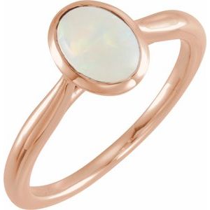 14K Rose Gold 8x6 mm Natural Ethiopian Opal Cabochon Ring