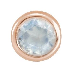 14K Rose Gold 2.5 mm Natural Blue Moonstone Bezel Setting