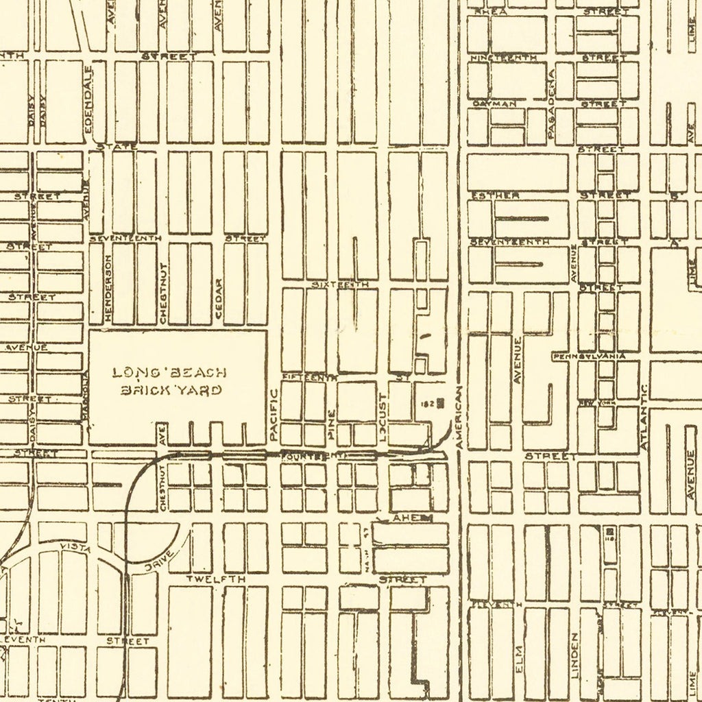Vintage Map of Long Beach, California 1910