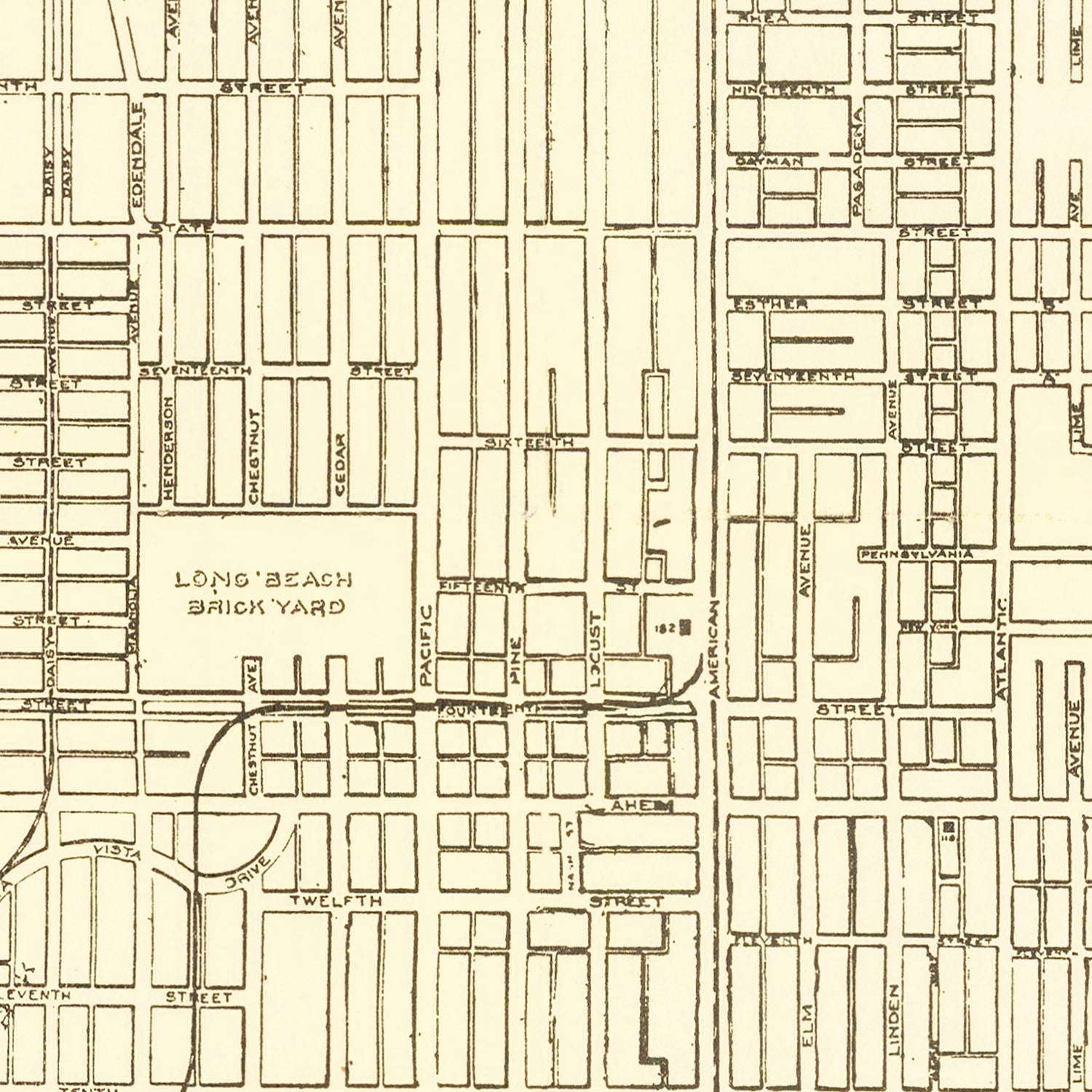 Vintage Map of Long Beach, California 1910