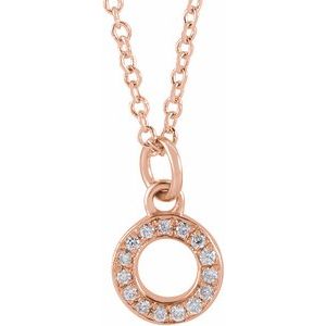 14K Rose Gold .05 CTW Natural Diamond Petite Initial O 16-18" Necklace