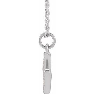 14K White Gold .06 CTW Natural Diamond Petite Initial M 16-18" Necklace
