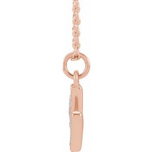 14K Rose Gold .06 CTW Natural Diamond Petite Initial M 16-18" Necklace
