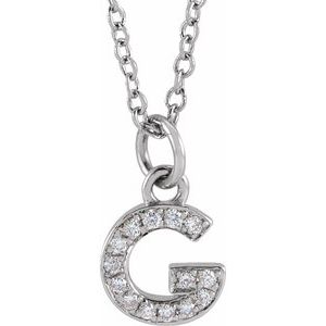 14K White Gold .05 CTW Natural Diamond Petite Initial G 16-18" Necklace