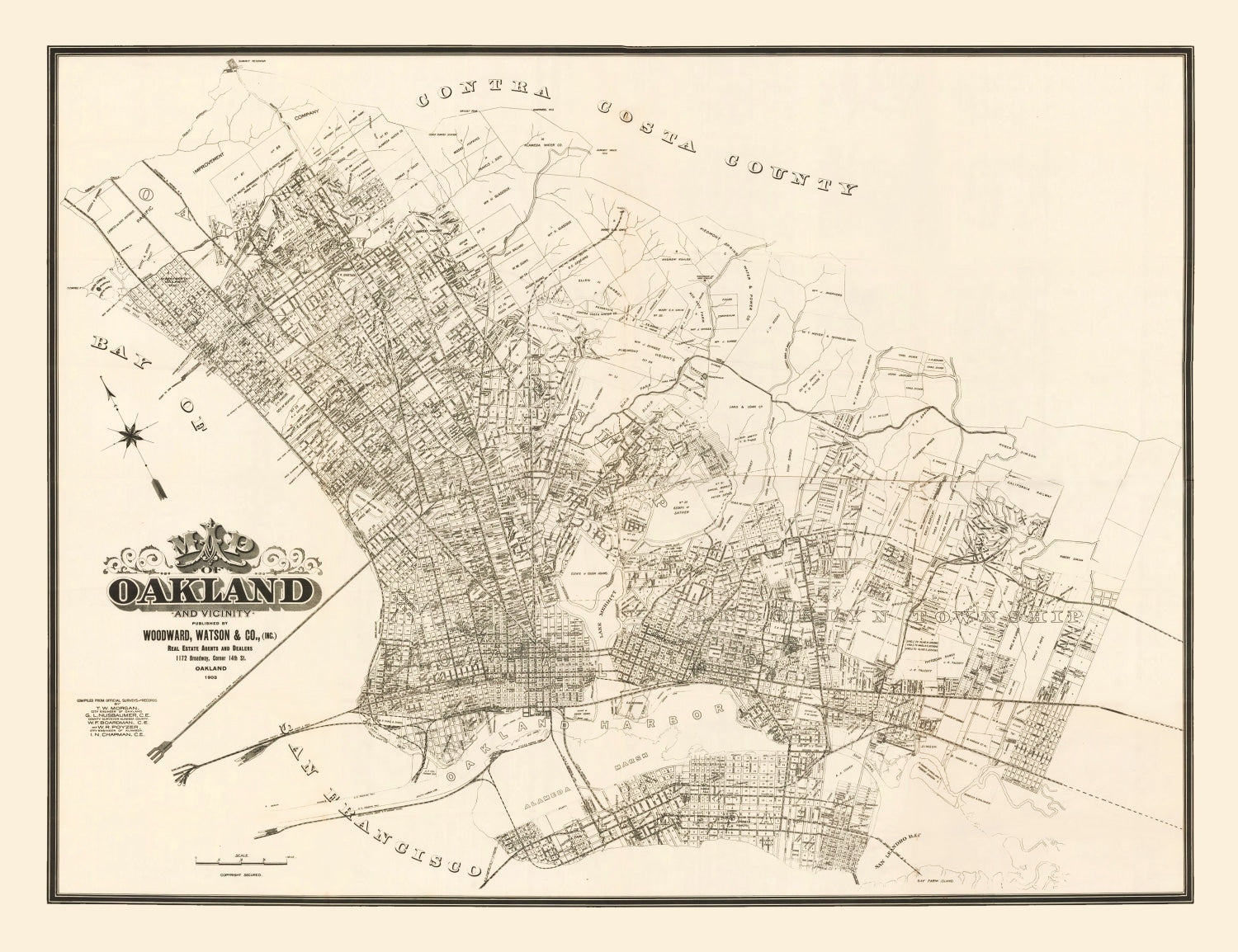 Vintage Map of Oakland, California 1903