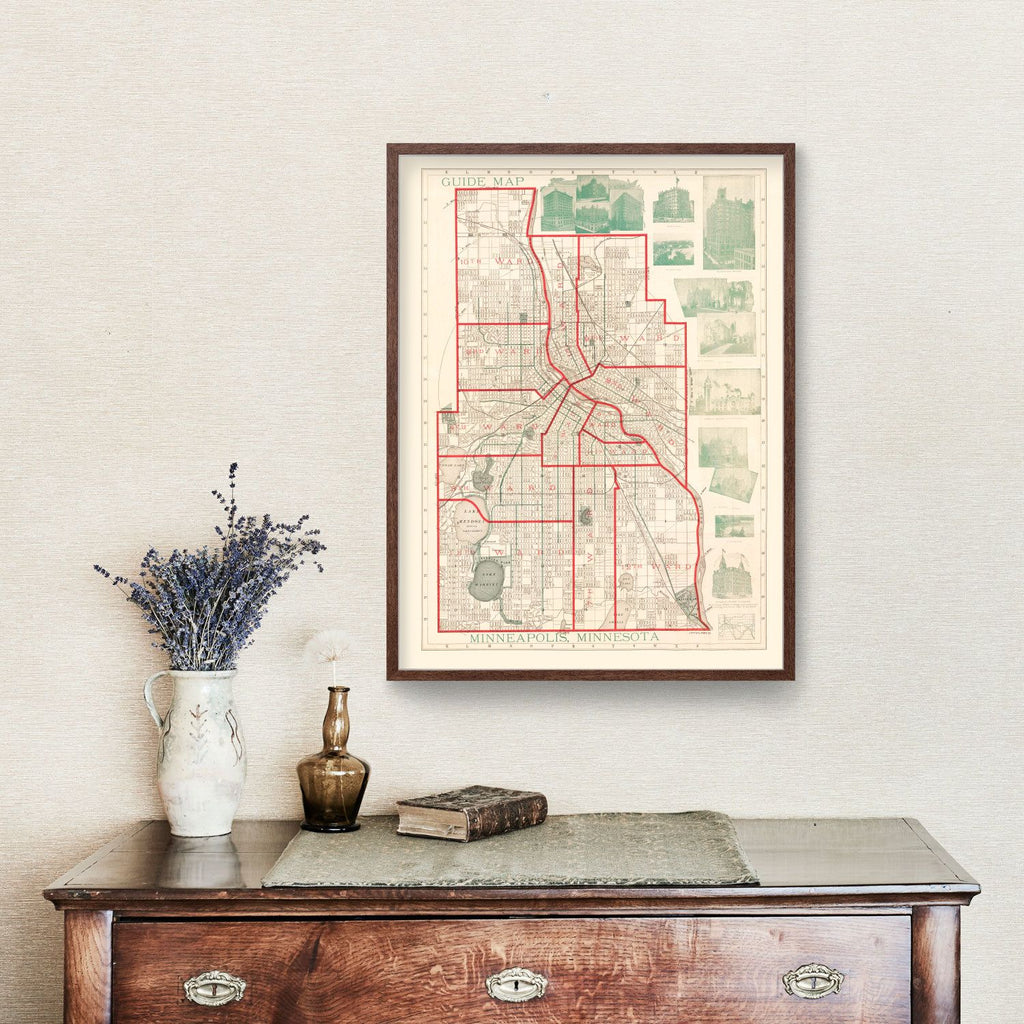 Vintage Map of Minneapolis, Minnesota 1891