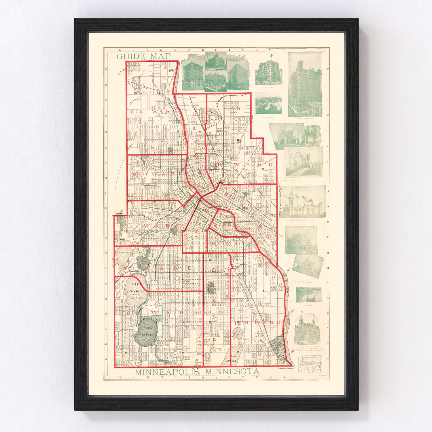 Vintage Map of Minneapolis, Minnesota 1891