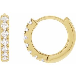 14K Yellow Gold 1/5 CTW Lab-Grown Diamond 10 mm Hoop Earrings