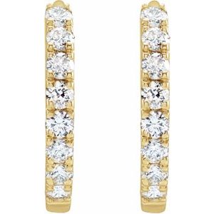 14K Yellow Gold 1/5 CTW Lab-Grown Diamond 12 mm Hoop Earrings – image 2