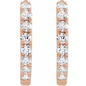 14K Rose Gold 1/5 CTW Lab-Grown Diamond 12 mm Hoop Earrings – image 2