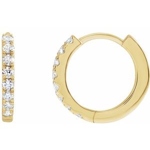 14K Yellow Gold 1/5 CTW Lab-Grown Diamond 12 mm Hoop Earrings