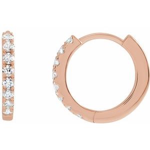14K Rose Gold 1/5 CTW Lab-Grown Diamond 12 mm Hoop Earrings