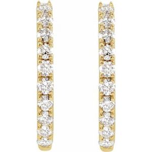 14K Yellow Gold 1/4 CTW Lab-Grown Diamond 14 mm Hoop Earrings – image 2