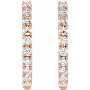 14K Rose Gold 1/4 CTW Lab-Grown Diamond 14 mm Hoop Earrings