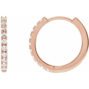 14K Rose Gold 1/4 CTW Lab-Grown Diamond 14 mm Hoop Earrings
