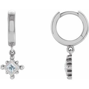 14K White Gold 1/5 CT Natural Diamond Beaded Bezel-Set Hoop Earrings