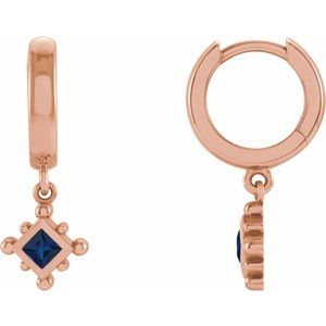 Beaded Bezel-Set Hoop Earrings