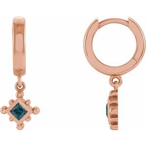 14K Rose Gold Lab-Grown Alexandrite Beaded Bezel-Set Hoop Earrings
