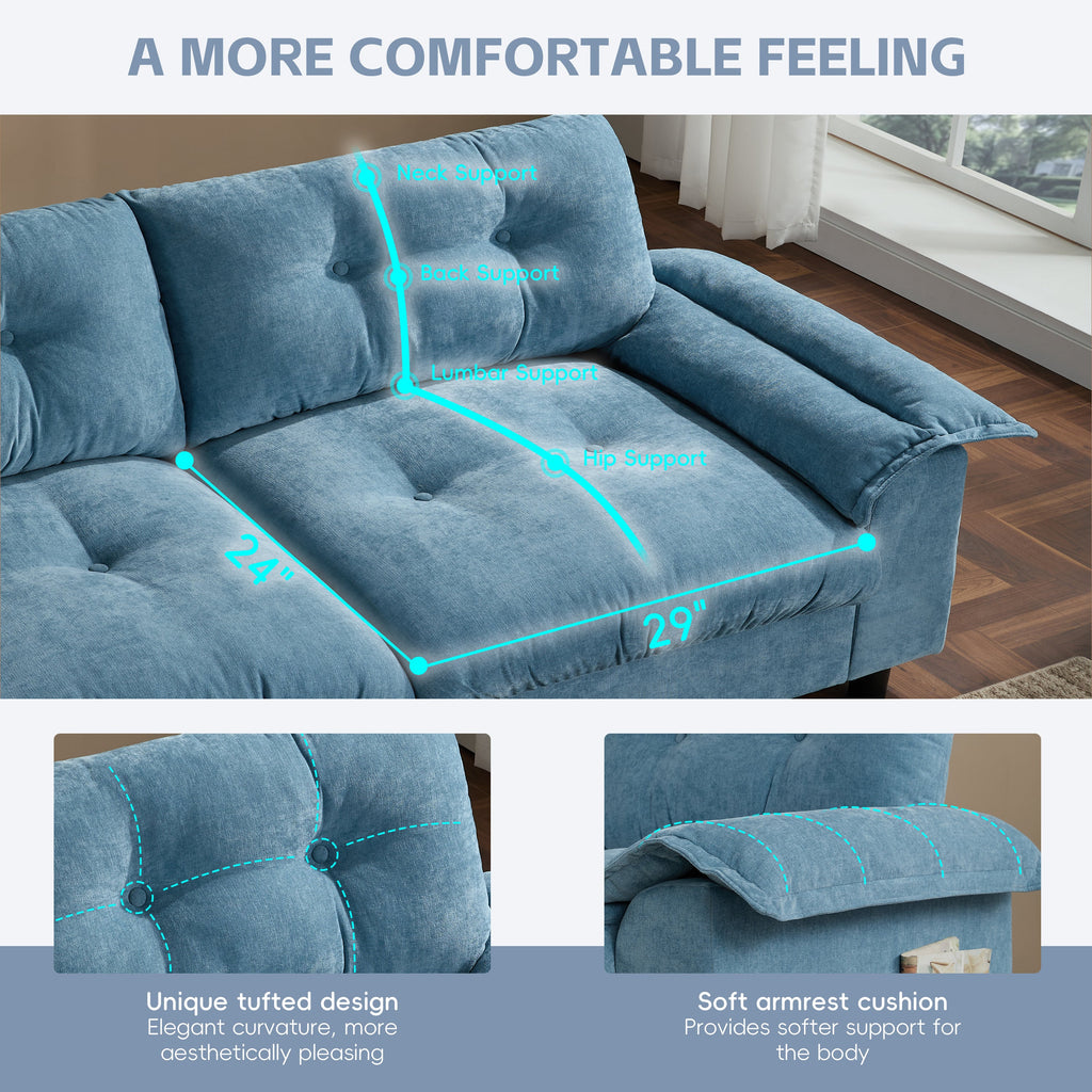 [VIDEO]104*60' Sectional Sofa, L-Shape with Multifunctional Armrest, Dual-Port Charging, Cup Holder, Side Storage Pockets, Movable Storage Ottoman, Unique Tufted Design, Soft Cushion, Chenille,3colors