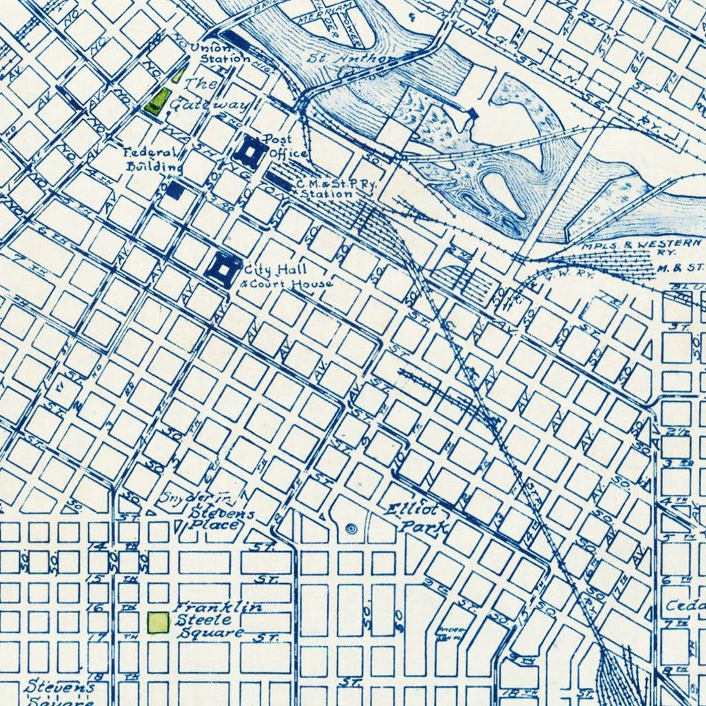 Vintage Map of Minneapolis, Minnesota 1922