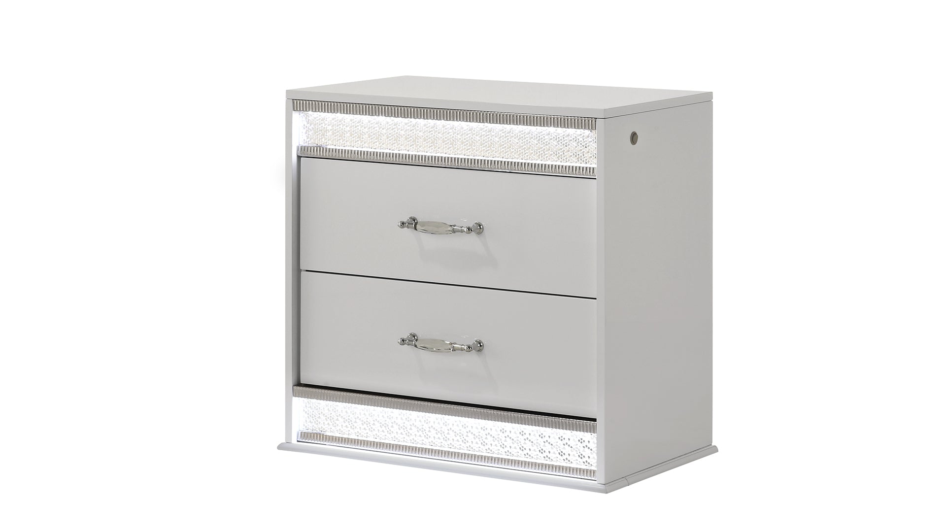 Glam Modern Style 5 Pc King Bedroom Set with LED Headboard Made with Wood in White(CA INVENTORY)