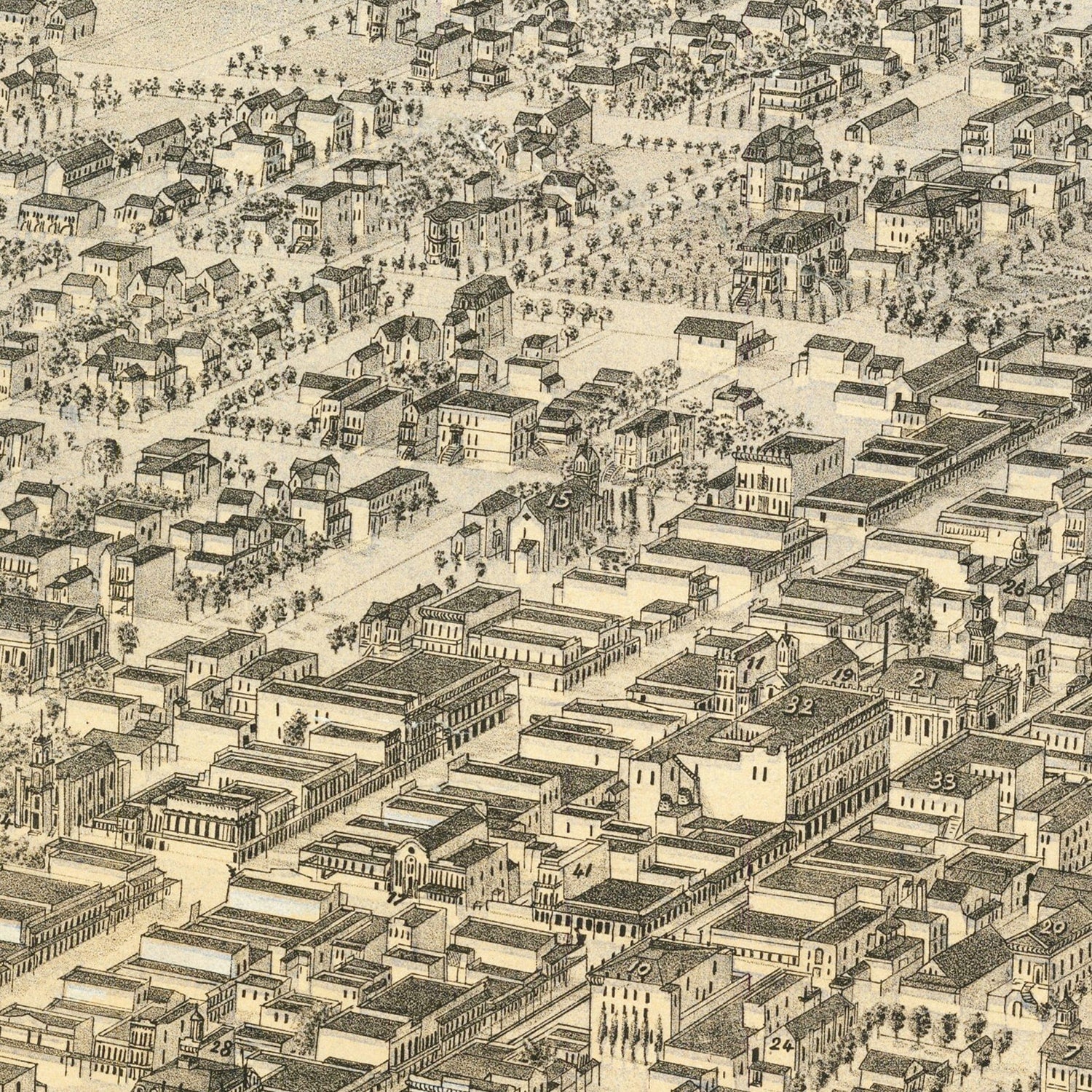 Vintage Map of Sacramento, California 1870