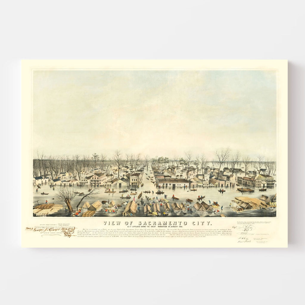 Vintage Map of Sacramento, California 1850