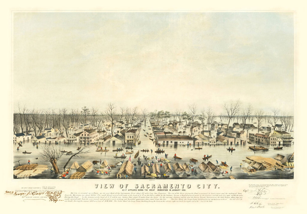 Vintage Map of Sacramento, California 1850